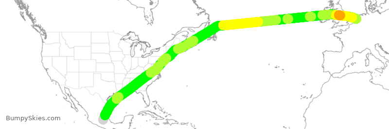 Turbulence forecast map for AMX025, MMX to HAM