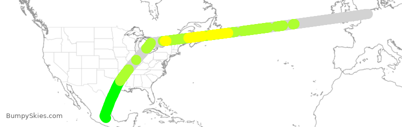 Turbulence forecast map for AMX026, HAM to MMX