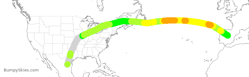 Turbulence forecast map for AMX034, MTY to MAD