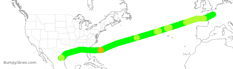 Turbulence forecast map for AMX045, CDG to MTY