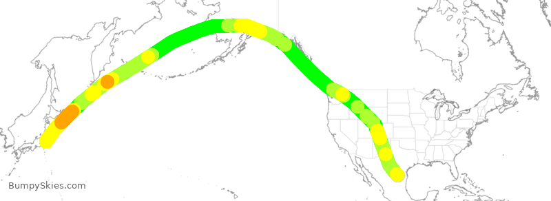 Turbulence forecast map for AMX058, MMY to JAA