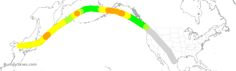 Turbulence forecast map for AMX090, MMY to KSI