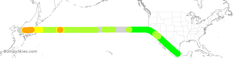 Turbulence forecast map for AMX091, ICN to MEX