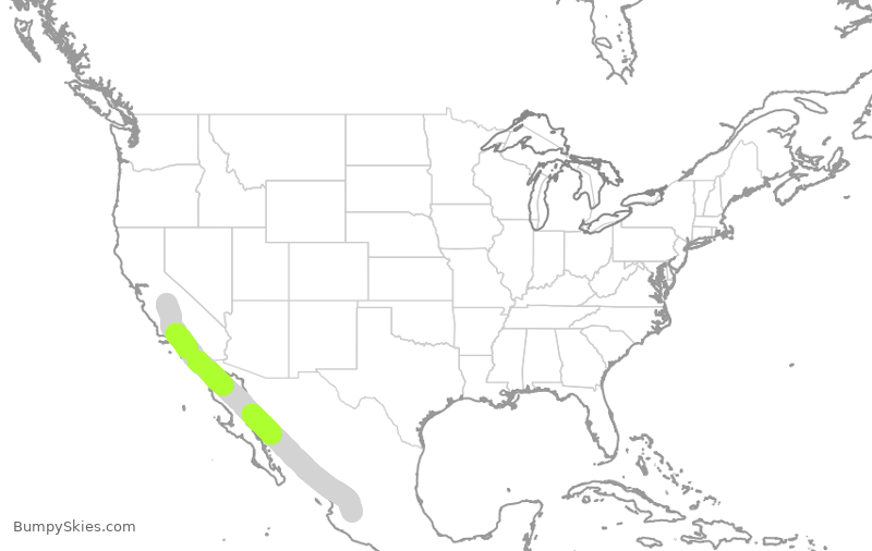 Turbulence forecast map for AMX1781, FAT to GDL