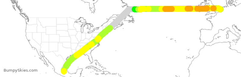 Turbulence forecast map for AMX25, MEX to AMS