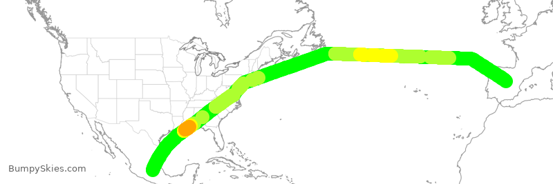 Turbulence forecast map for AMX27, MEX to MAD
