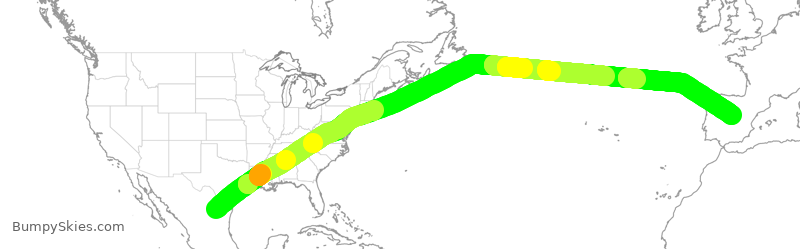 Turbulence forecast map for AMX34, MTY to MAD