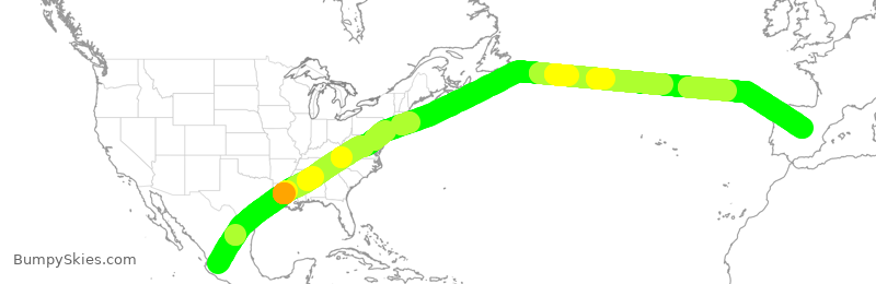 Turbulence forecast map for AMX36, GDL to MAD