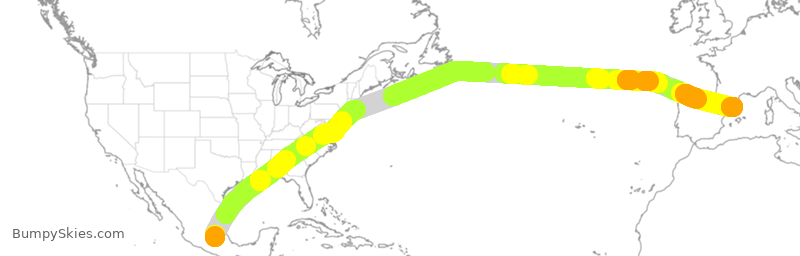 Turbulence forecast map for AMX37, MEX to BCN