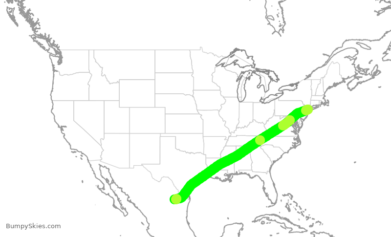 Turbulence forecast map for AMX407, JFK to MTY