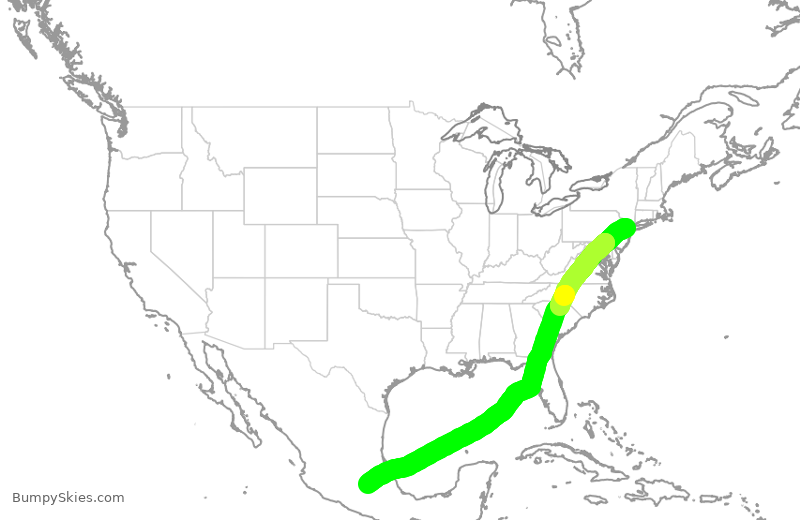 Turbulence forecast map for AMX411, EWR to MMX
