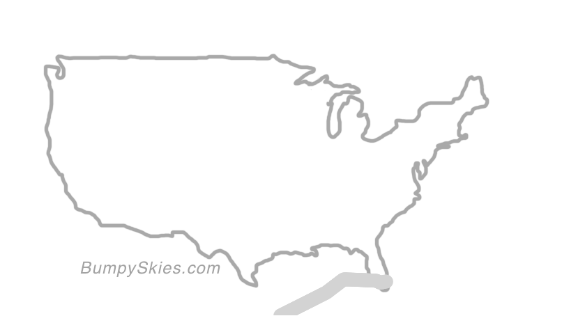 Map of continental US with illustrated flight path and turbulence forecast (described in text below)