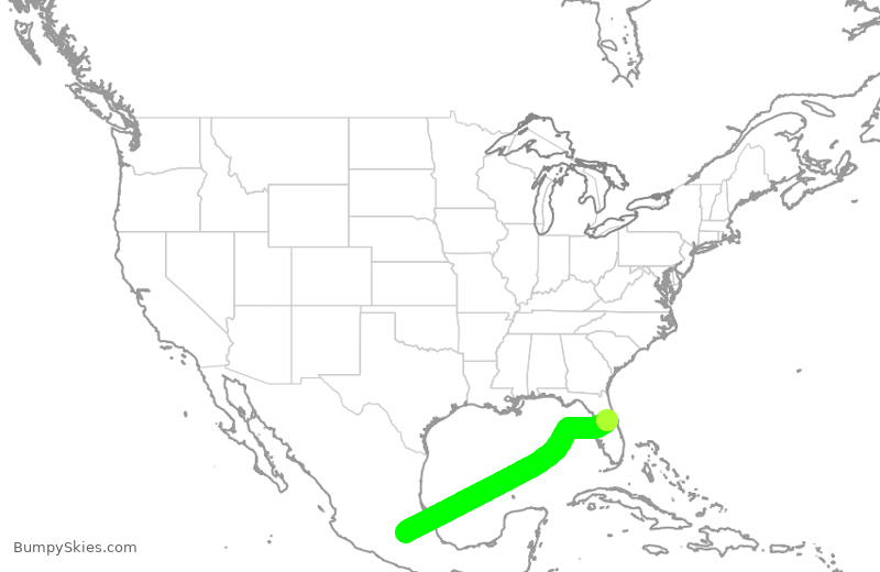 Turbulence forecast map for AMX440, MEX to MCO