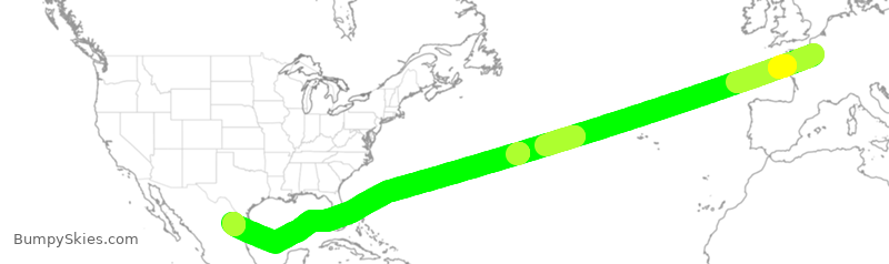 Turbulence forecast map for AMX45, CDG to MTY