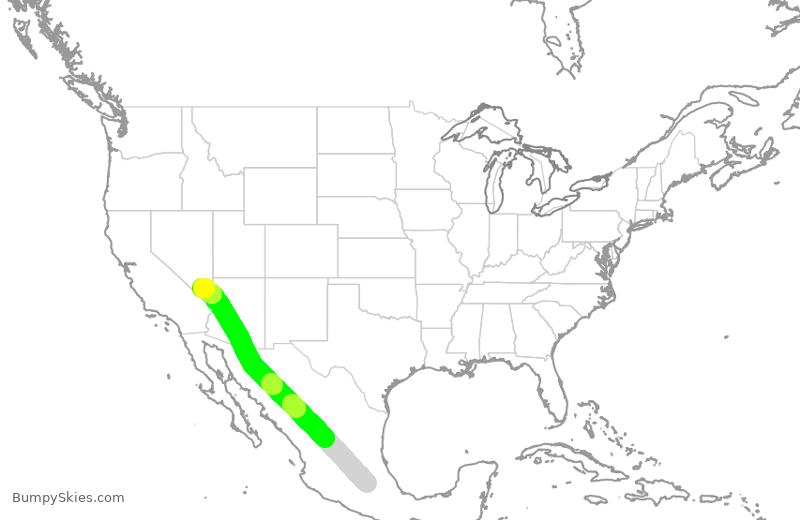 Turbulence forecast map for AMX484, MEX to LAS