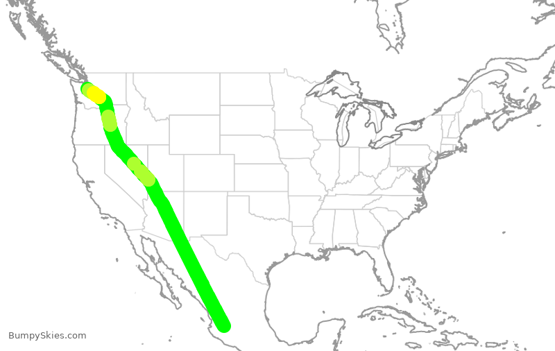 Turbulence forecast map for AMX492, GDL to SEA