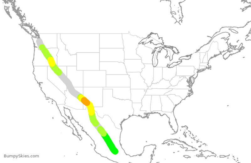 Turbulence forecast map for AMX495, SEA to MMX