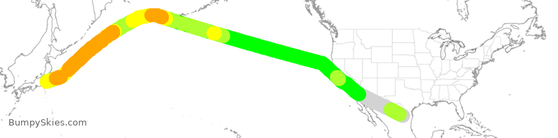 Turbulence forecast map for AMX58, MTY to NRT
