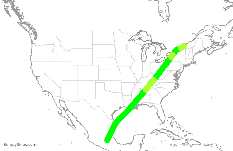 Turbulence forecast map for AMX680, MMX to YUL