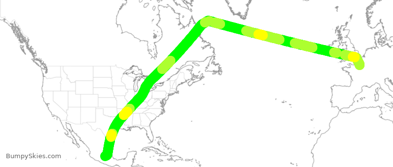 Turbulence forecast map for AMX6, CDG to MEX