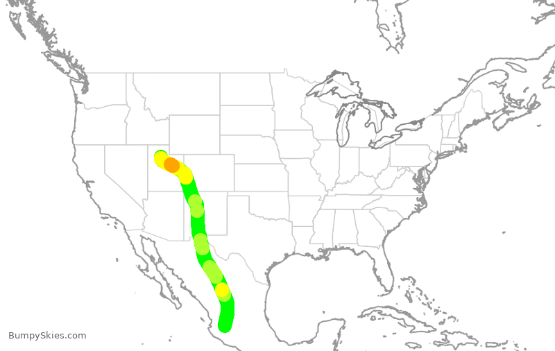 Turbulence forecast map for AMX792, GDL to SLC
