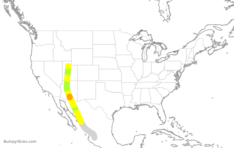 Turbulence forecast map for AMX793, SLC to MGL