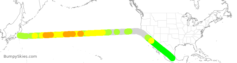 Turbulence forecast map for AMX9475, NRT to MEX