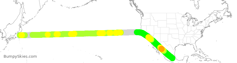 Turbulence forecast map for AMX9480, JAA to MMX