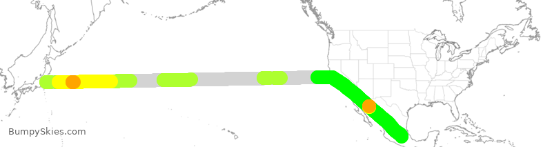 Turbulence forecast map for AMX9486, NRT to MEX