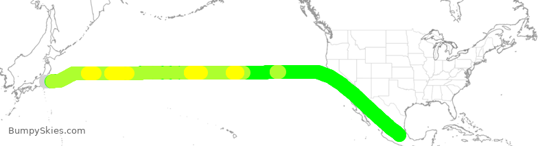 Turbulence forecast map for AMX9487, NRT to MEX