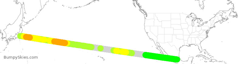 Turbulence forecast map for AMX9489, NRT to MEX