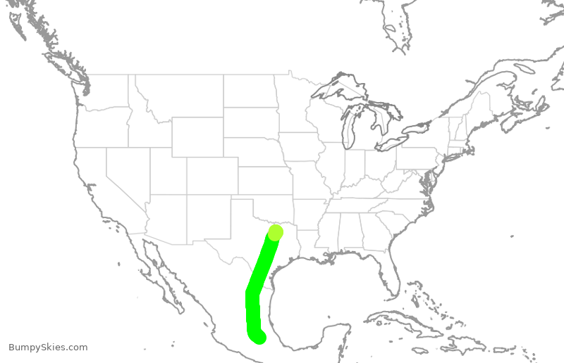 Turbulence forecast map for AMX9669, DAL to MMSM