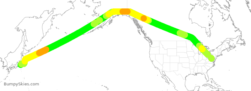 Turbulence forecast map for ANA101, IAD to HND