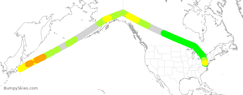 Turbulence forecast map for ANA102, JTT to IAD