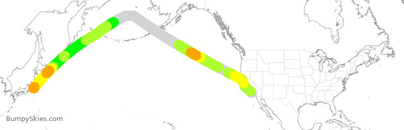 Turbulence forecast map for ANA105, LAX to JTT