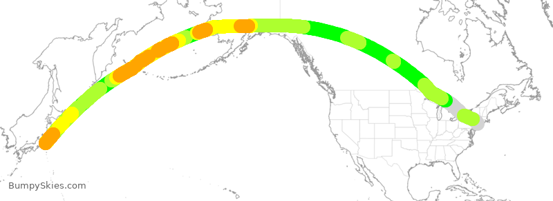 Turbulence forecast map for ANA109, JFK to HND
