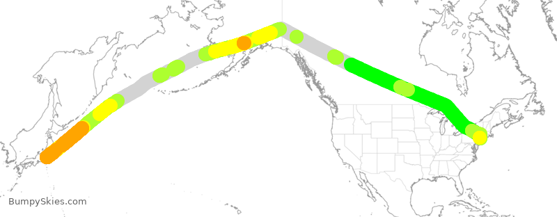 Turbulence forecast map for ANA110, JTT to JFK