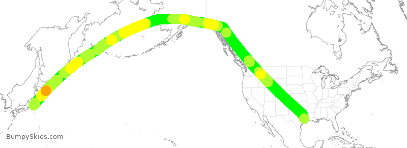 Turbulence forecast map for ANA113, IAH to HND
