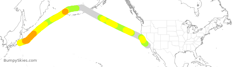 Turbulence forecast map for ANA125, LAX to JTT