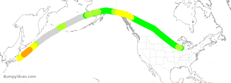 Turbulence forecast map for ANA12, JAA to ORD
