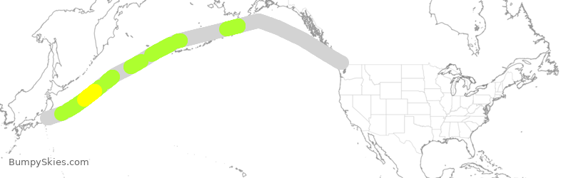 Turbulence forecast map for ANA135, YVR to NRT