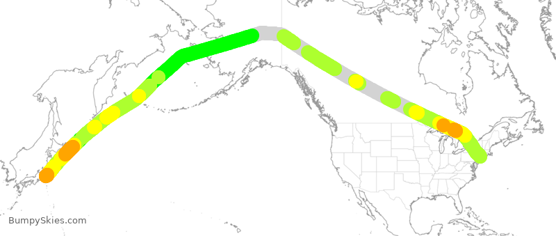 Turbulence forecast map for ANA159, JFK to JTT
