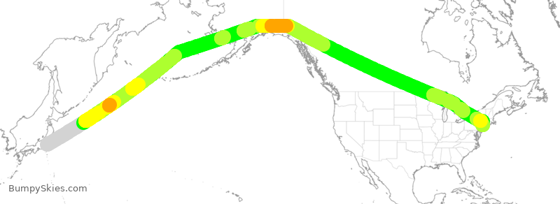 Turbulence forecast map for ANA160, JTT to JFK
