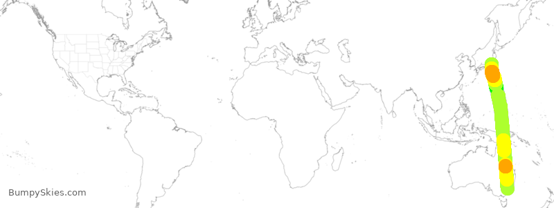 Turbulence forecast map for ANA1984, SCB to JTT