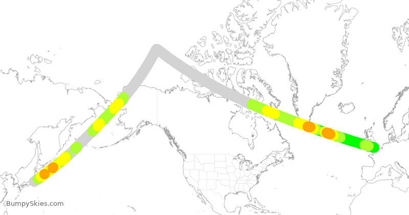 Turbulence forecast map for ANA211, JTT to GLL