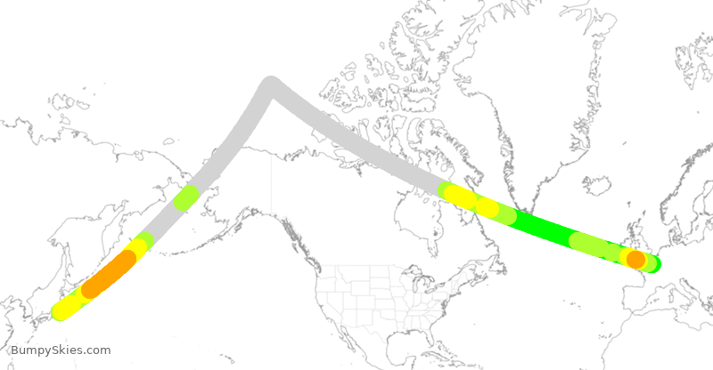 Turbulence forecast map for ANA215, JTT to FPG
