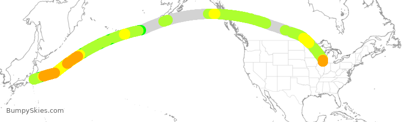 Turbulence forecast map for ANA8401, ORD to NRT