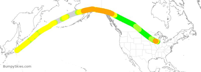 Turbulence forecast map for ANA8402, JAA to ORD