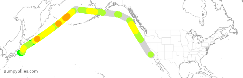 Turbulence forecast map for ANA8407, LAX to NRT