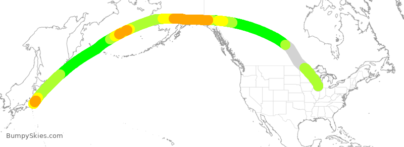 Turbulence forecast map for ANA8421, ORD to NRT